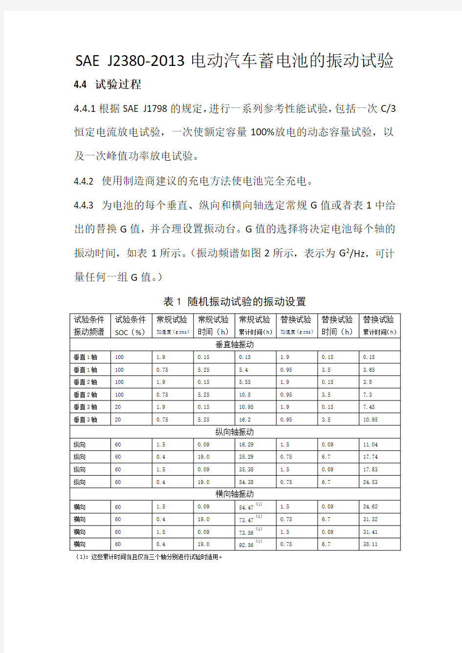 SAE J2380-2013电动汽车蓄电池的振动试验 中文