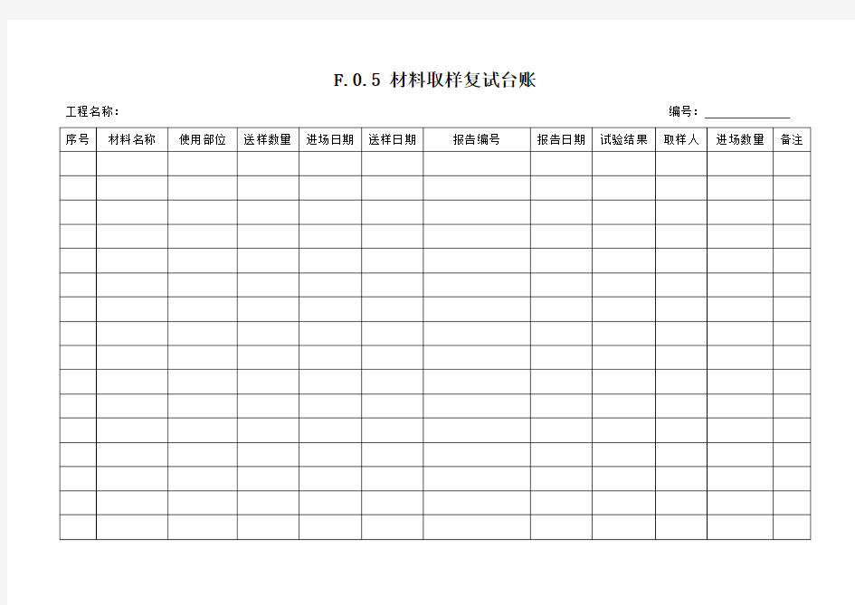 材料、见证取样复试台账