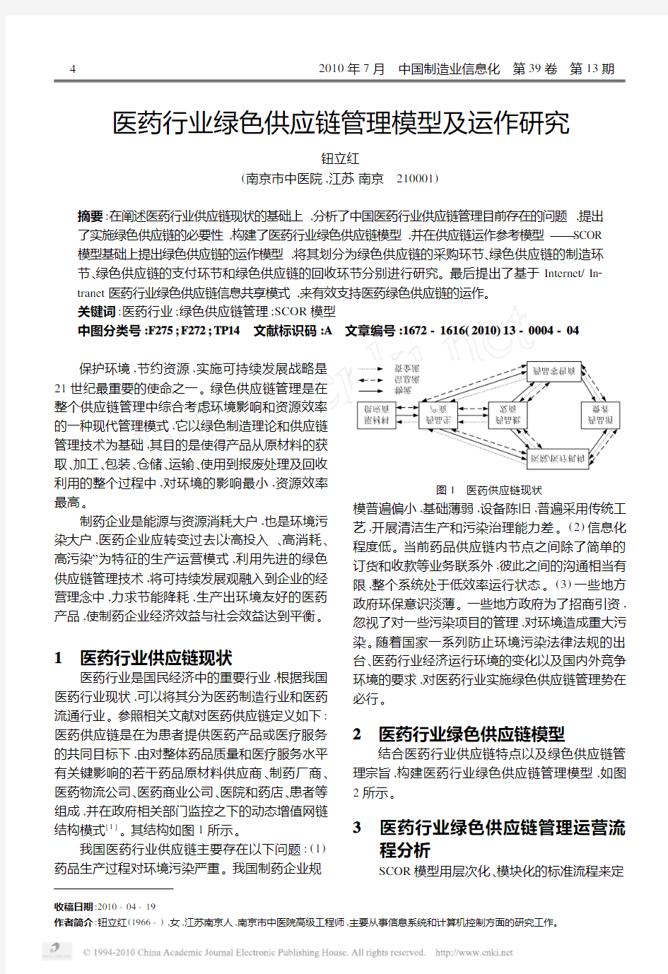 医药行业绿色供应链管理模型及运作研究(1)