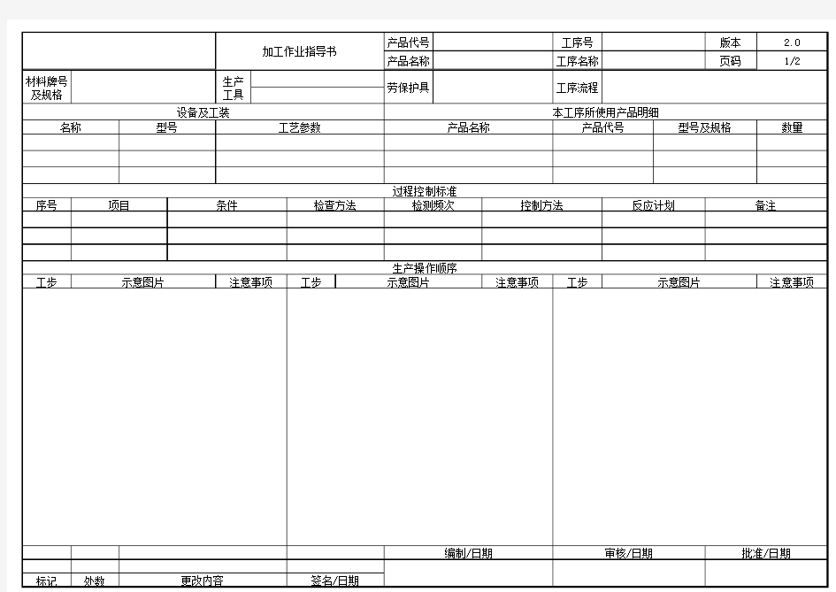 加工作业指导书(范本)