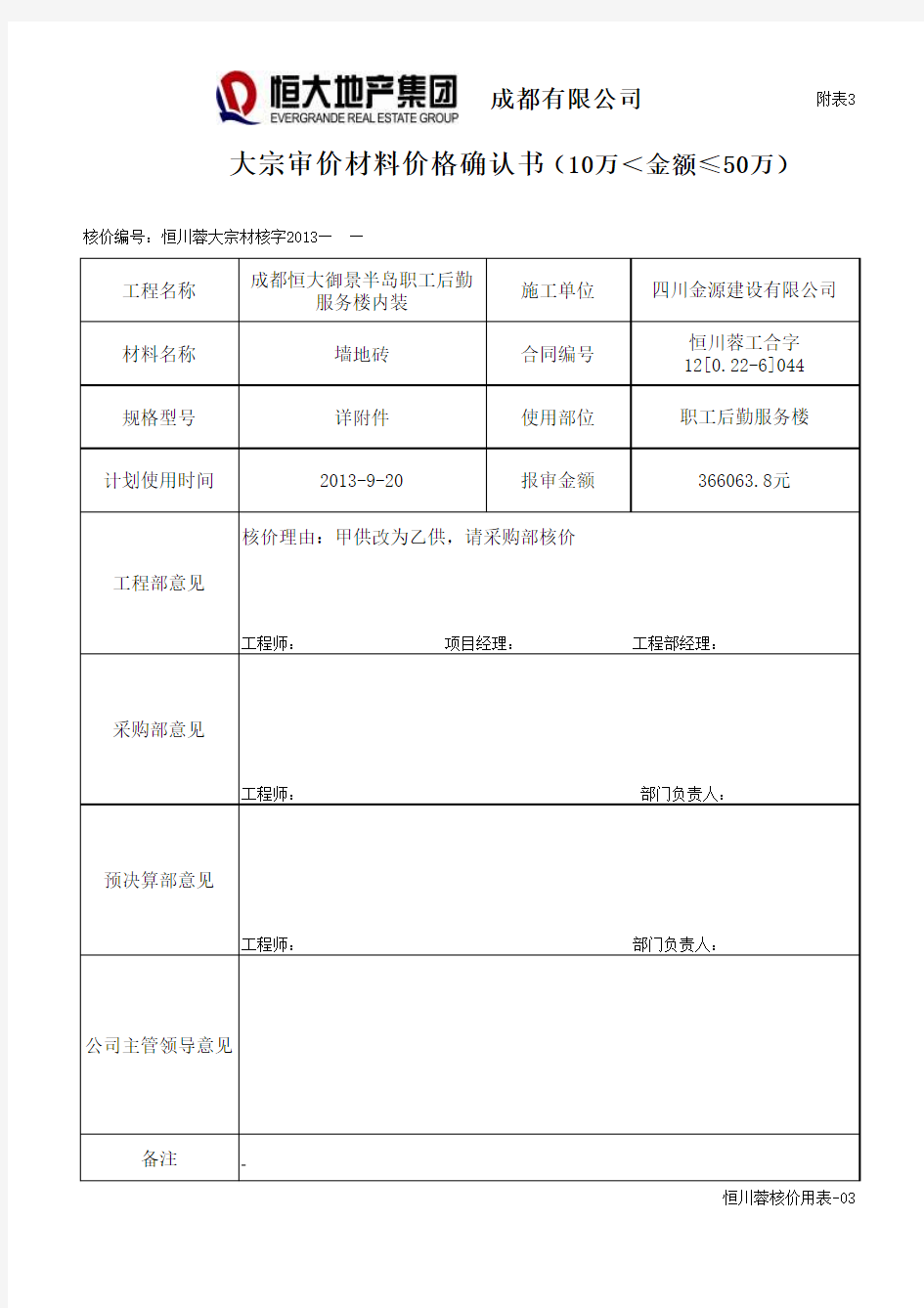 材料核价细则附表