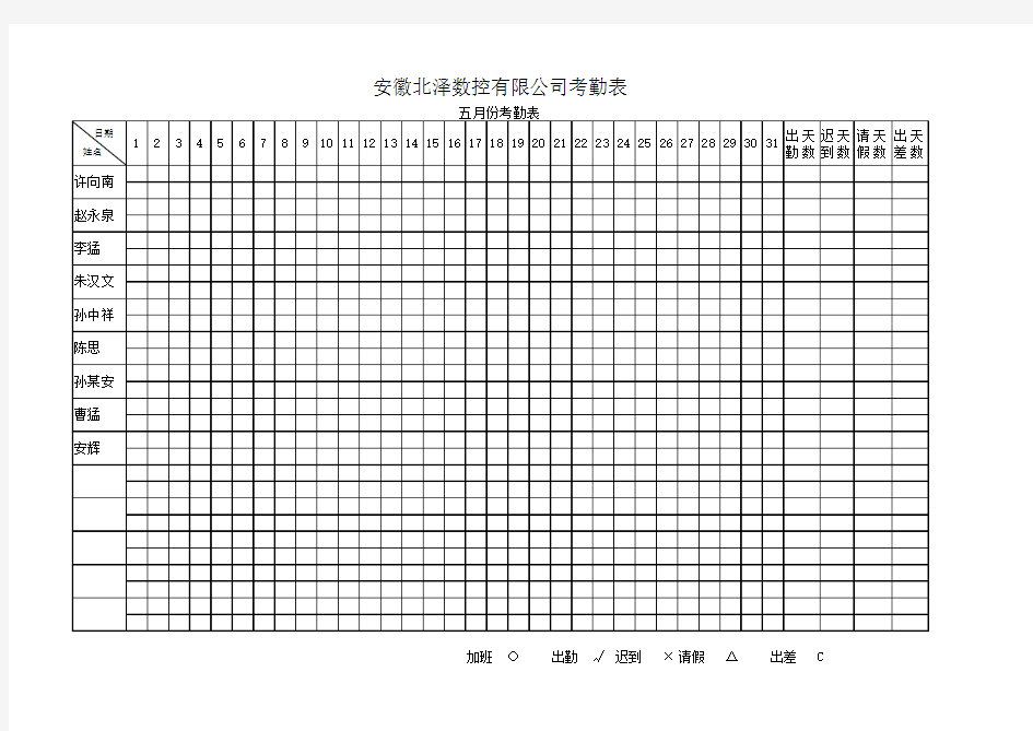 简易考勤表