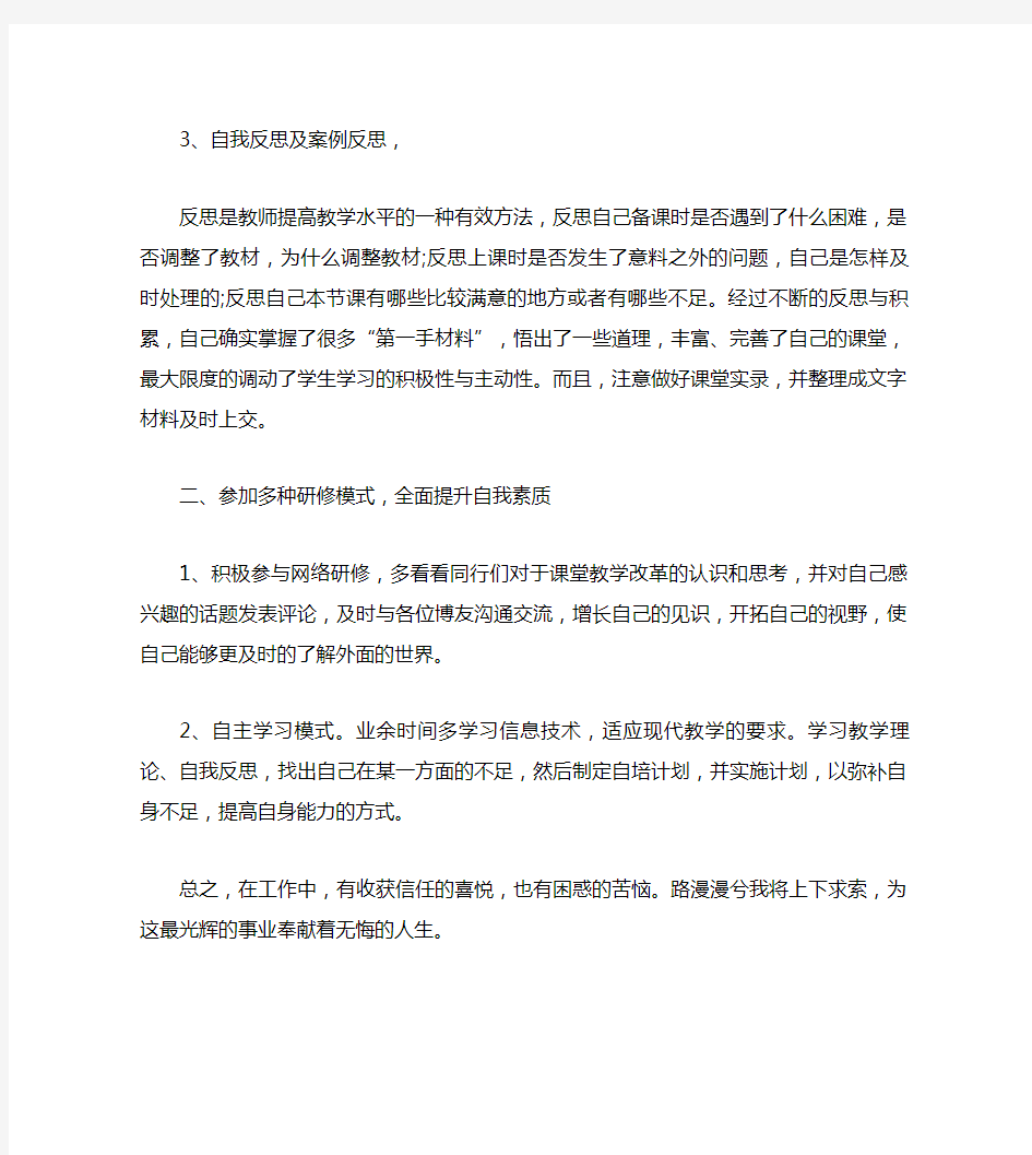 教师个人校本研修成果总结