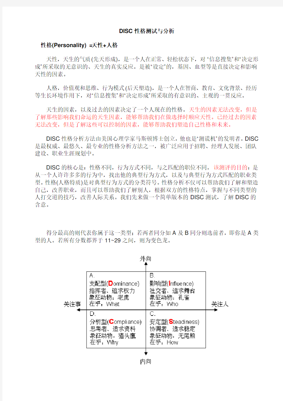 DISC性格评估