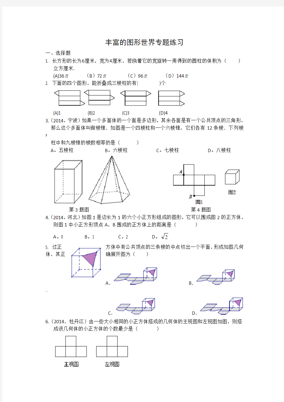 丰富的图形世界专题练习