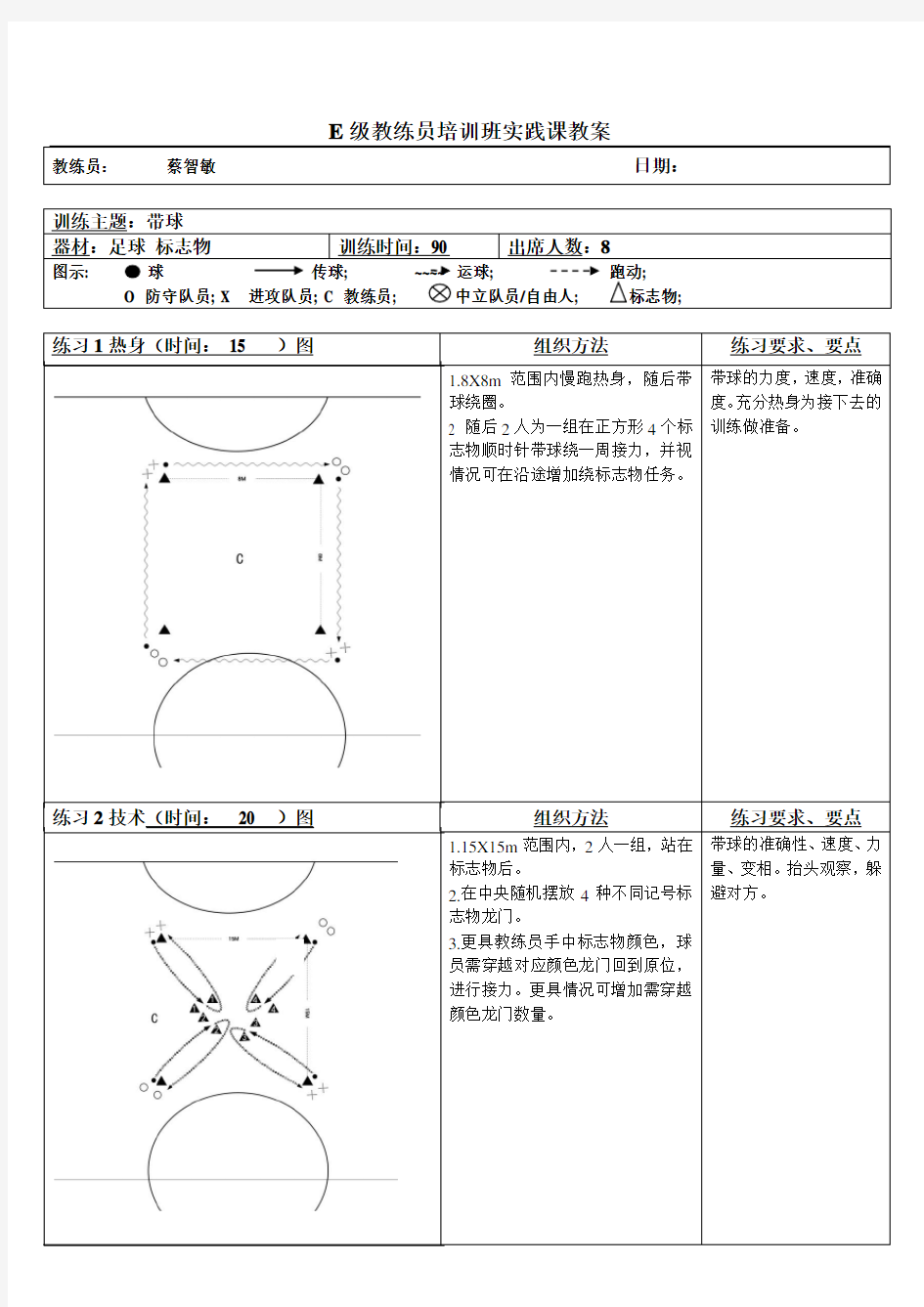 学员实践课教案(E级)(带球)