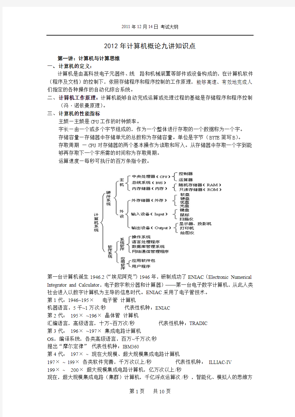 计算机概论考核知识点归纳(DOC)