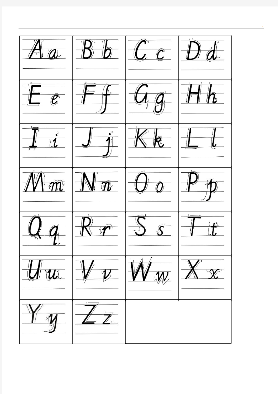 26个英文字母大小写临摹描红字贴综合精华版(带笔顺)