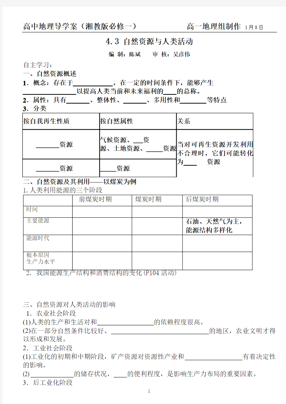 4.3 自然资源与人类活动