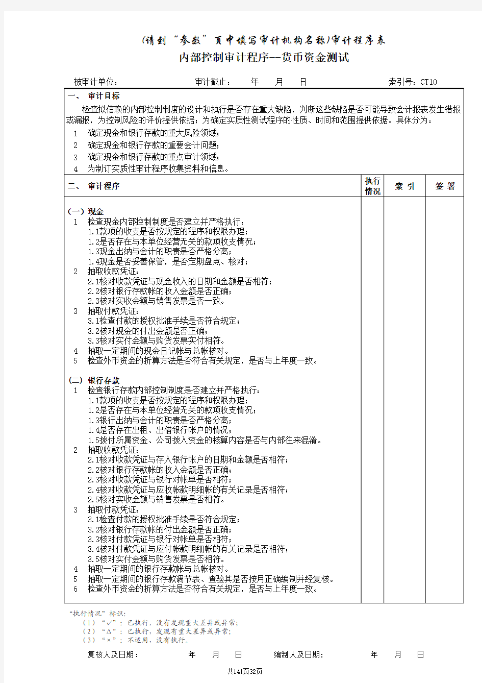 内部控制审计程序