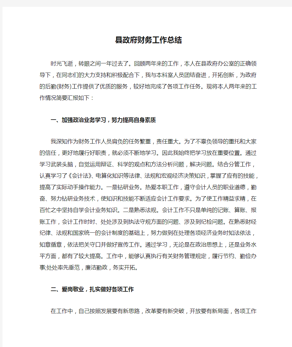 财务工作总结：县政府财务工作总结