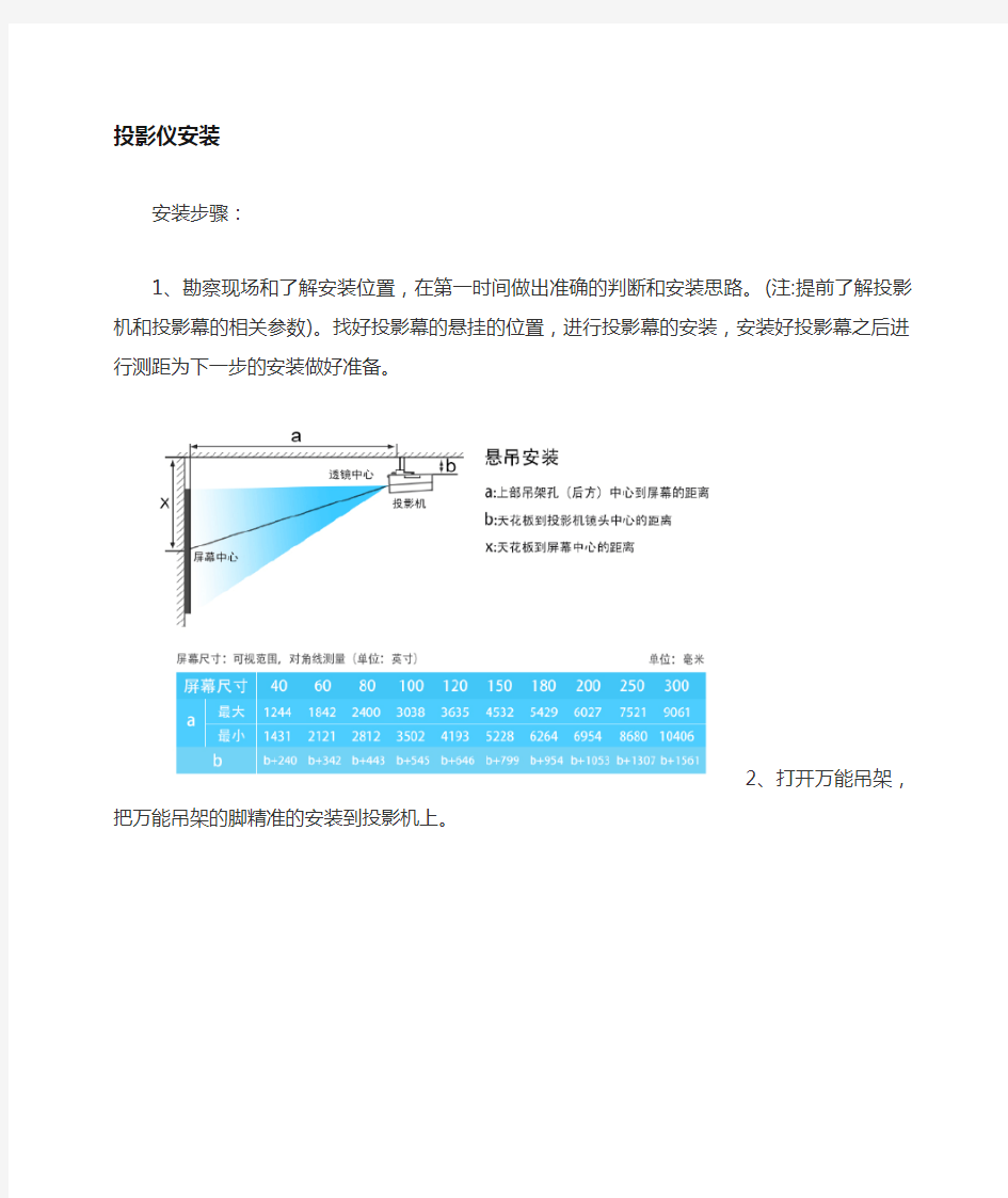 投影机安装及调试步奏