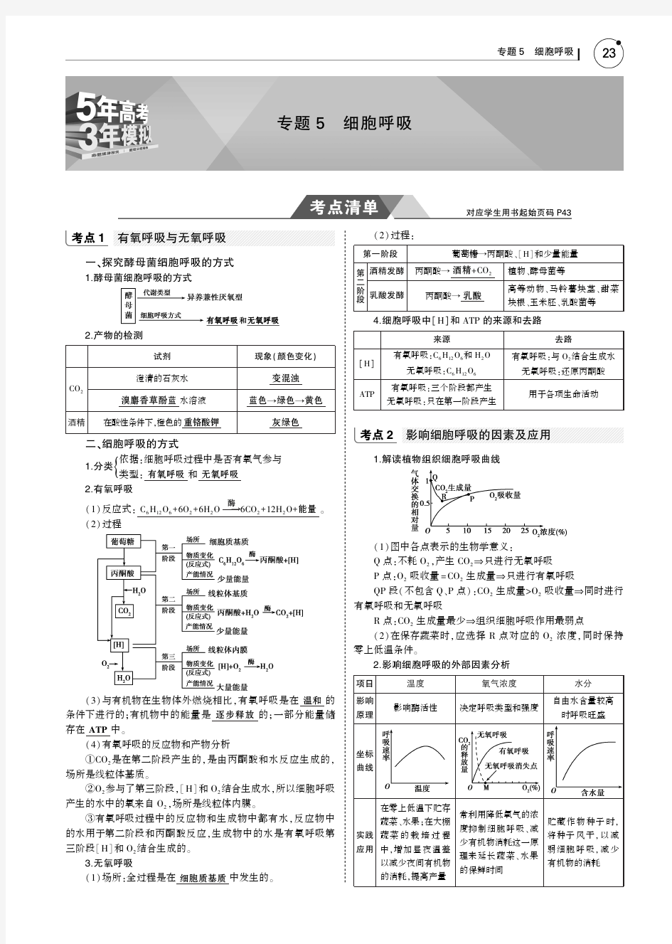 专题5 细胞呼吸(讲解部分)