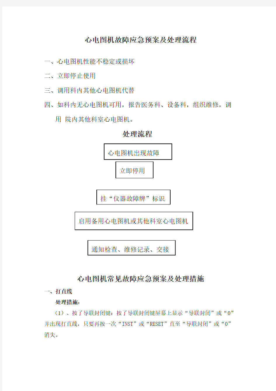 心电图机故障应急预案及处理流程【精】