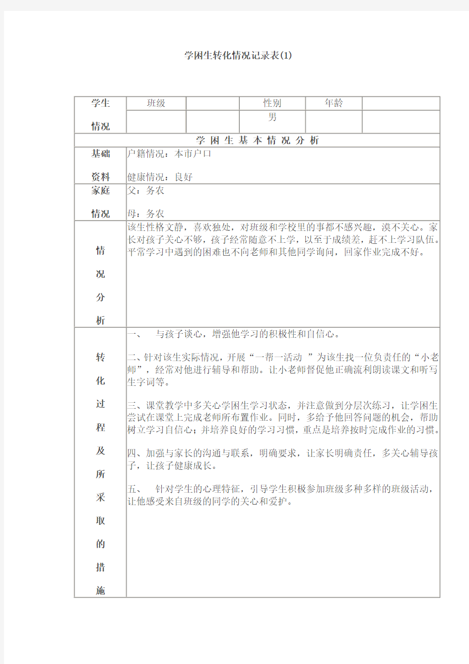 学困生转化情况记录表(1)