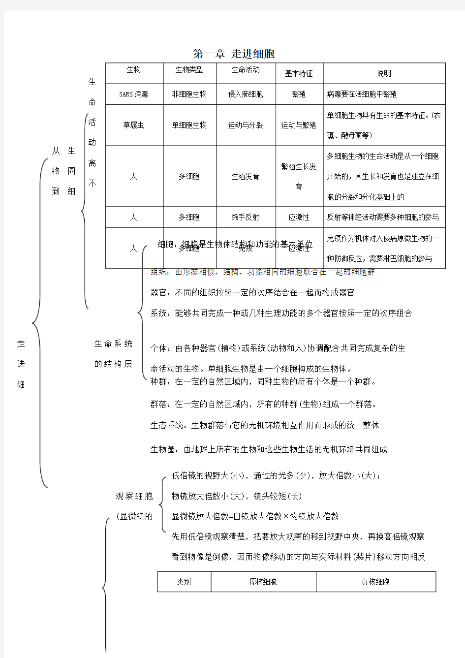 生物必修一知识框架图