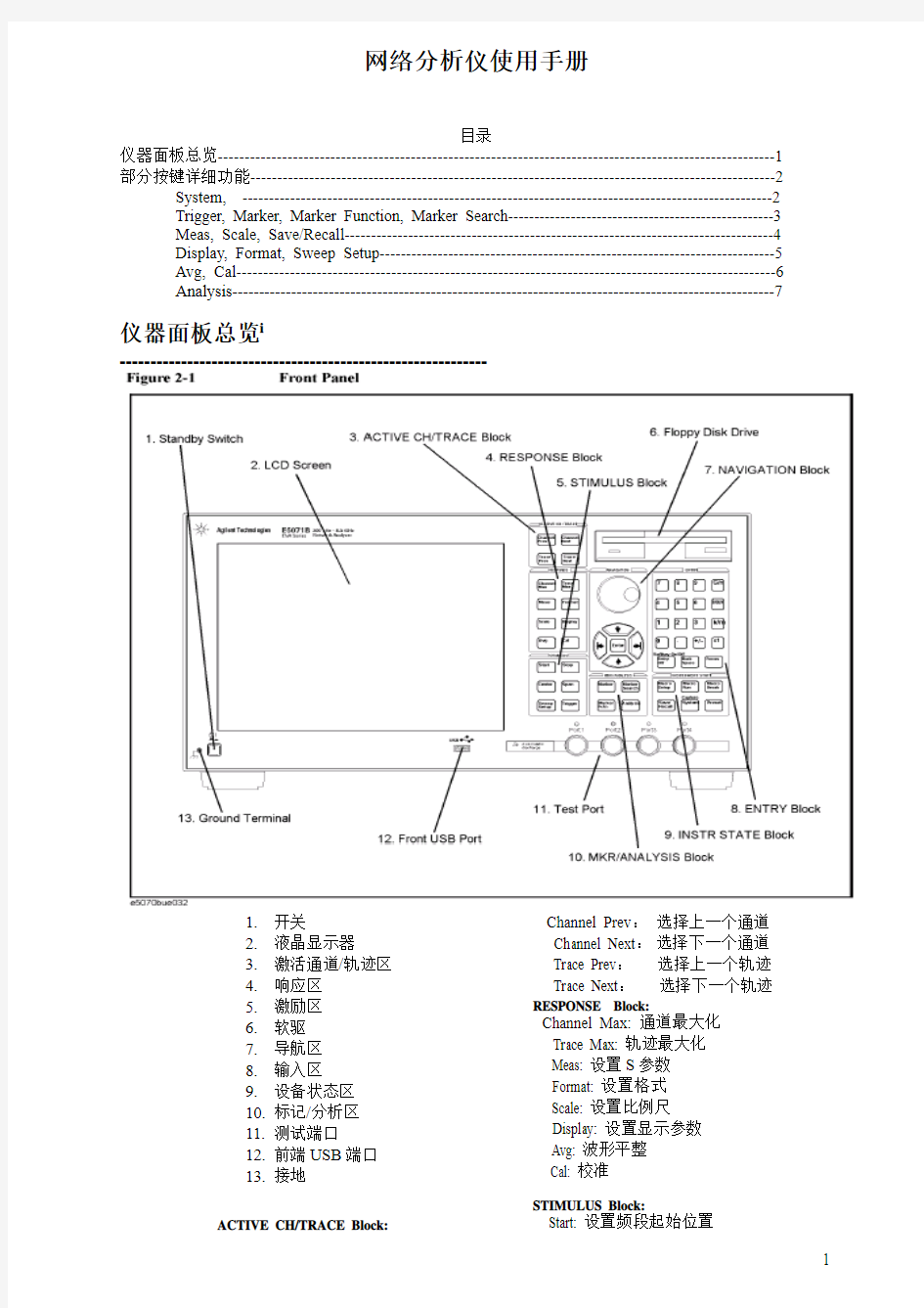 安捷伦网络分析仪使用手册