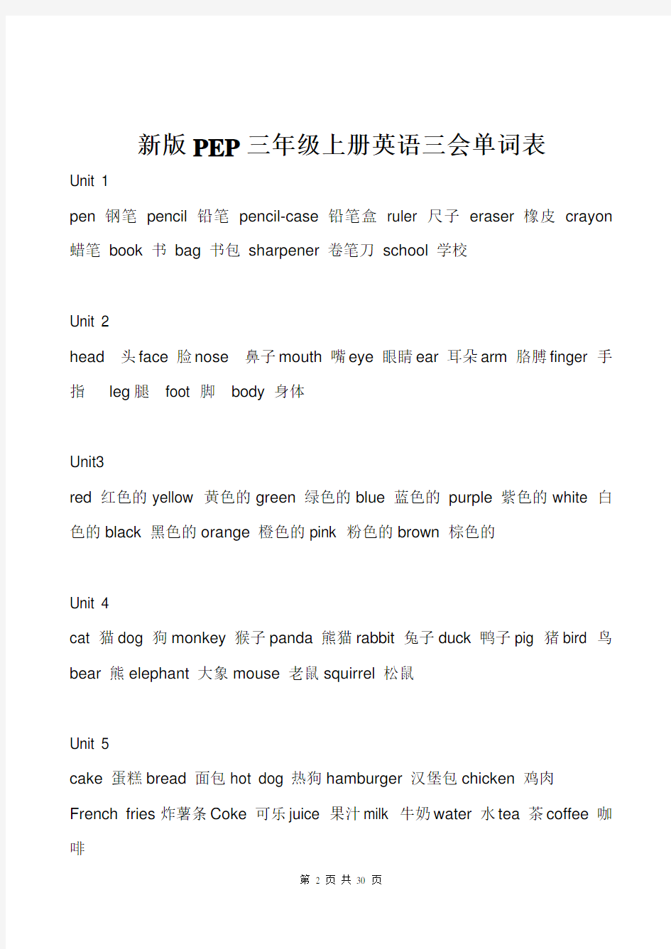 人教版小学英语复习资料最新版(值得下载)