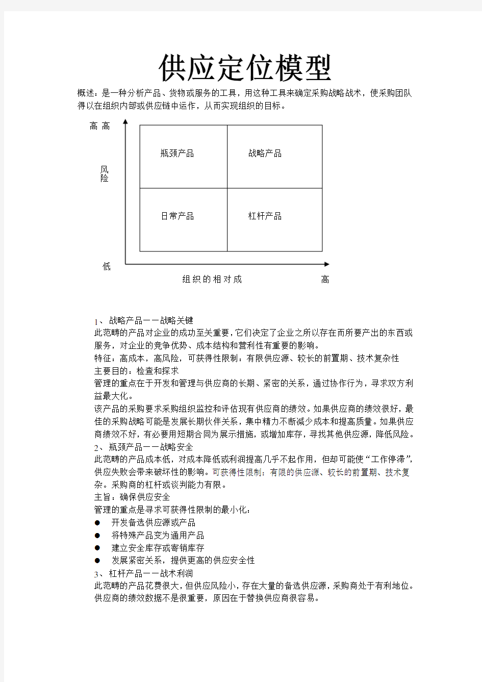 供应定位模型