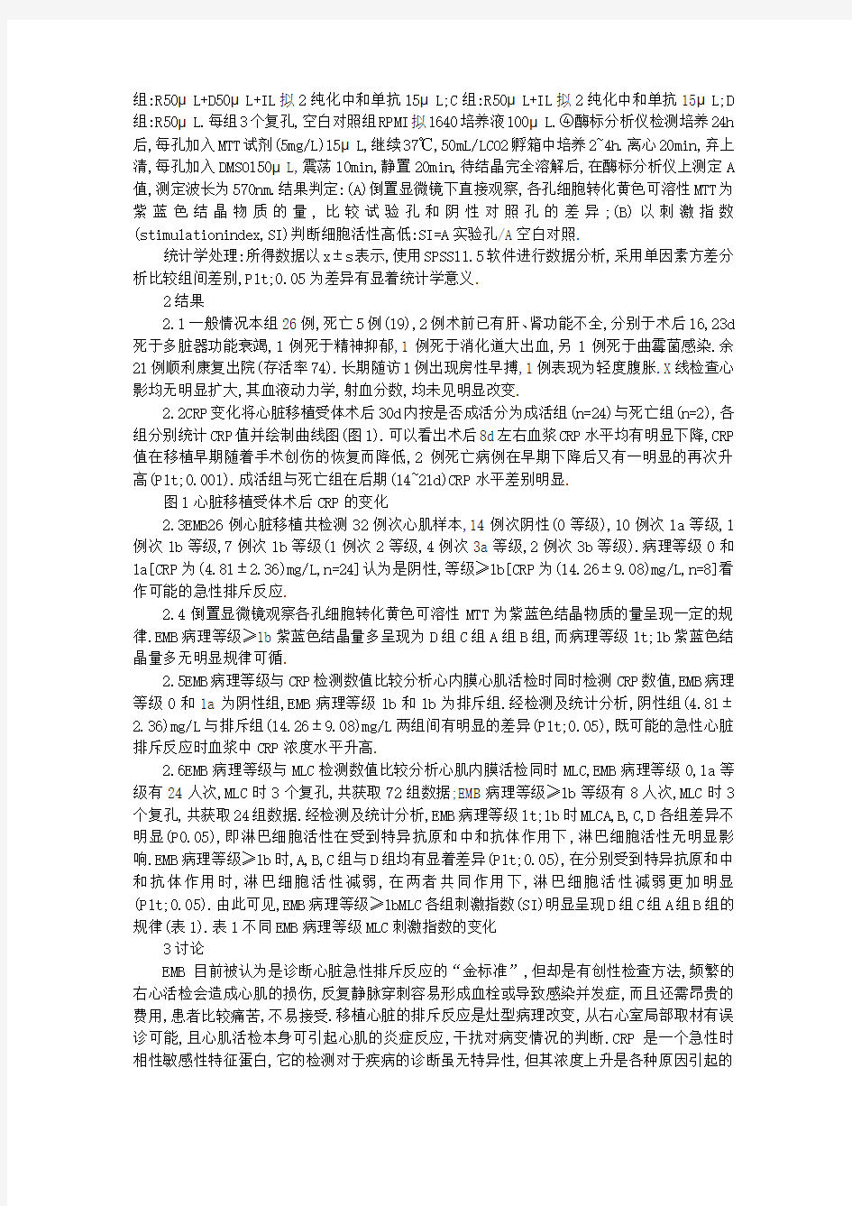 同种异体心脏移植急性排斥反应的无创监测