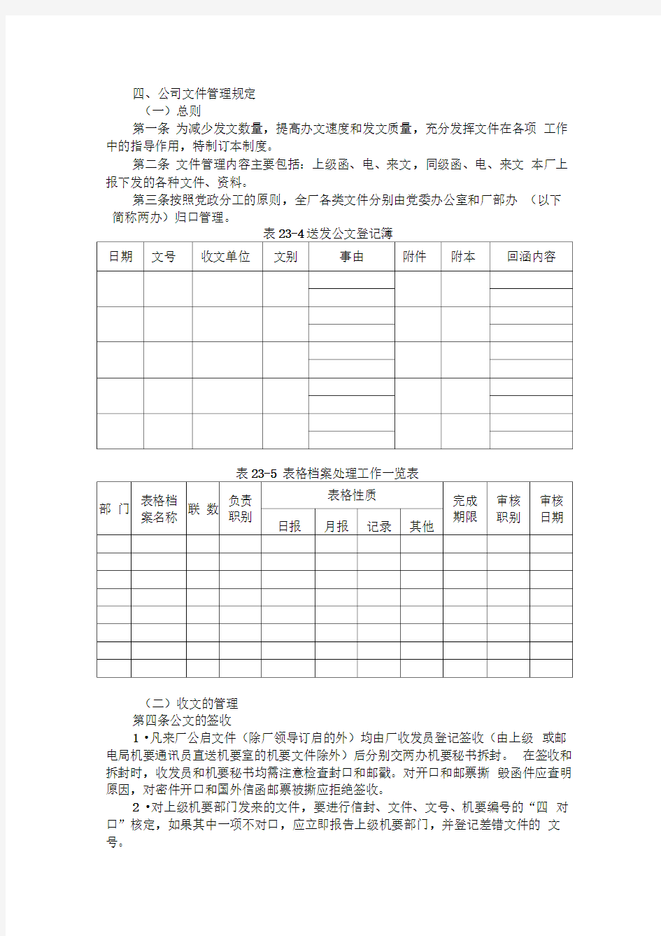 公司文件管理规定