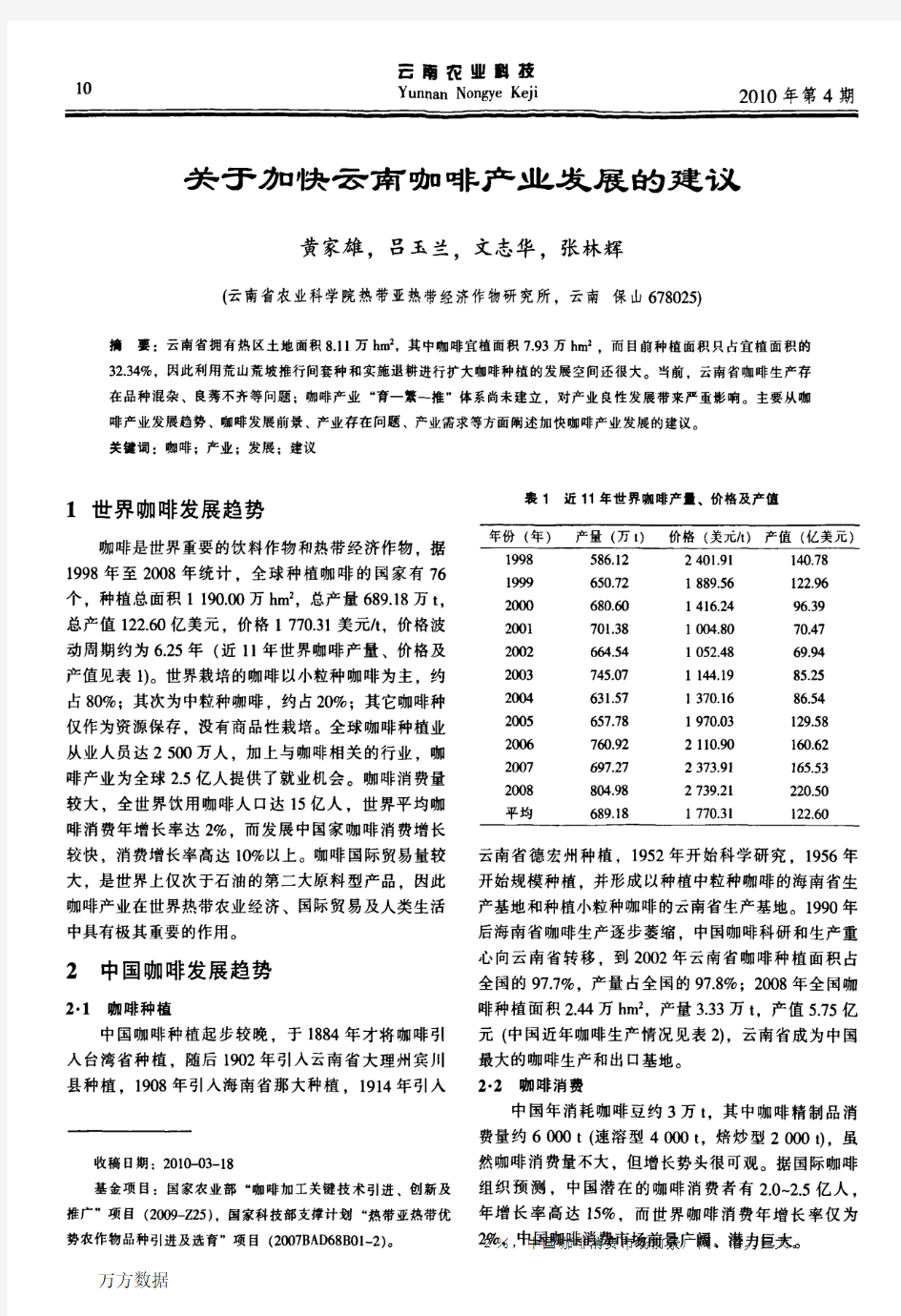 关于加快云南咖啡产业发展的建议