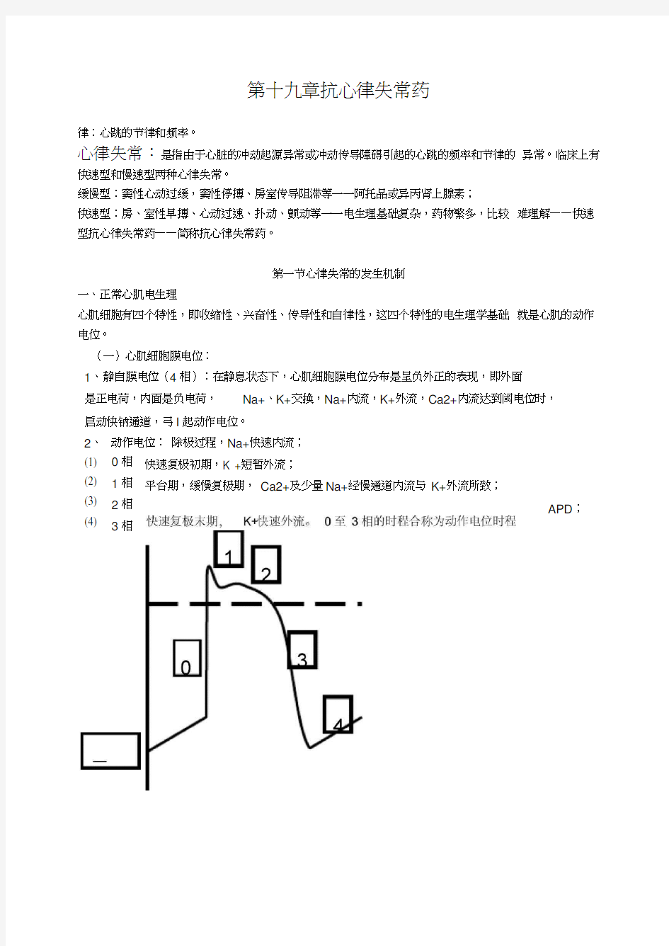 药理学讲稿之第十九章-抗心律失常药