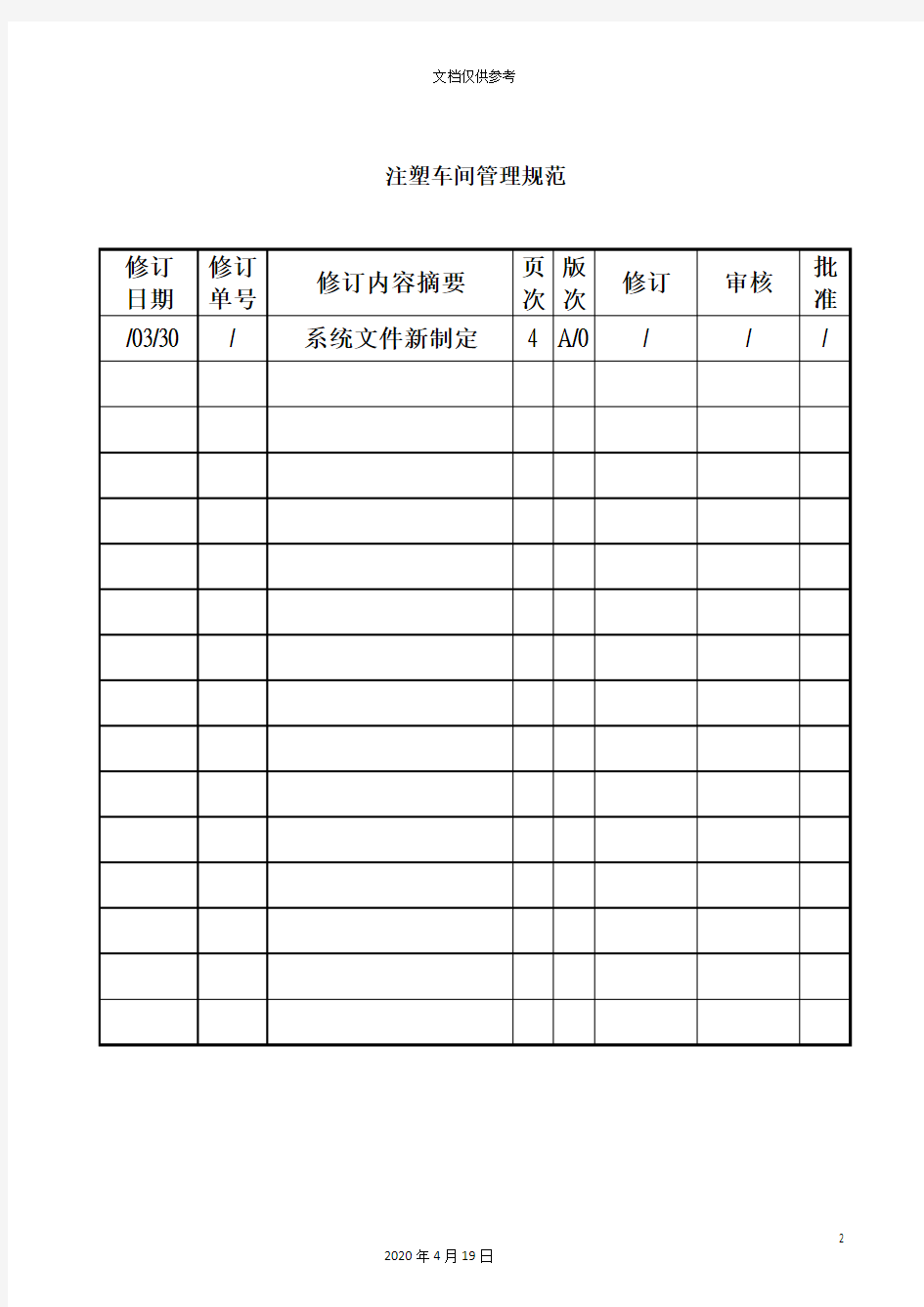 公司注塑车间管理规范