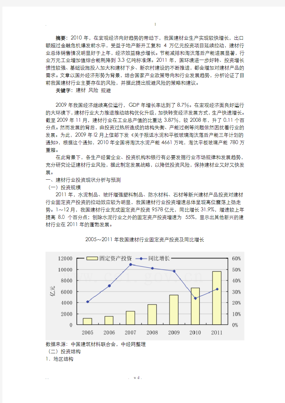 浅析我国建材行业的投资风险及规避