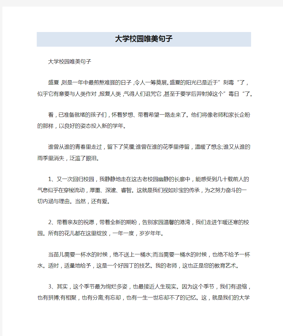 大学校园唯美句子