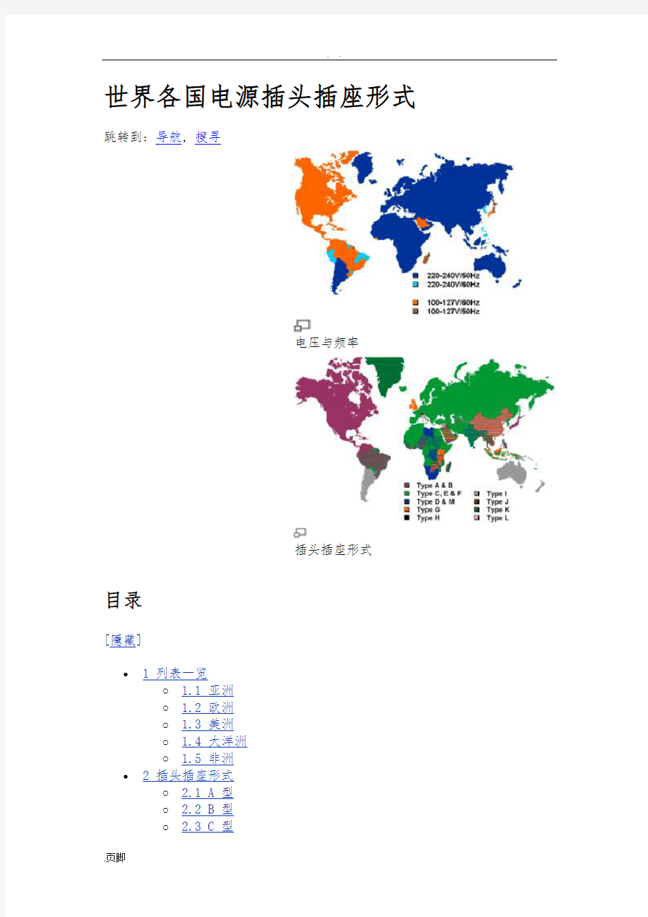 世界各国电源插头插座形式