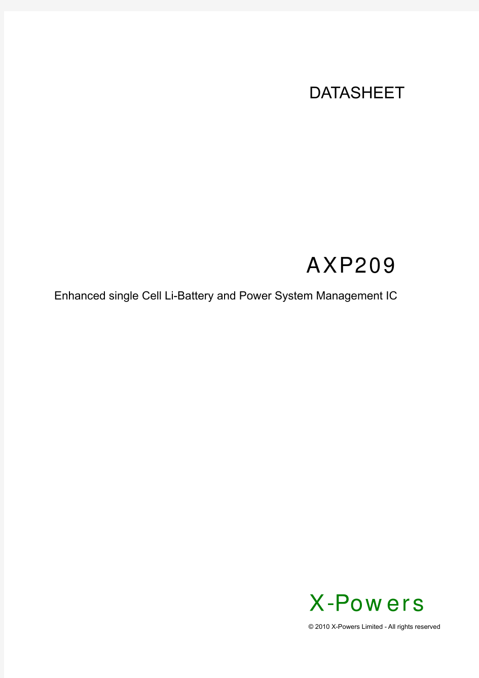 AXP209 Datasheet v1.0(中文)