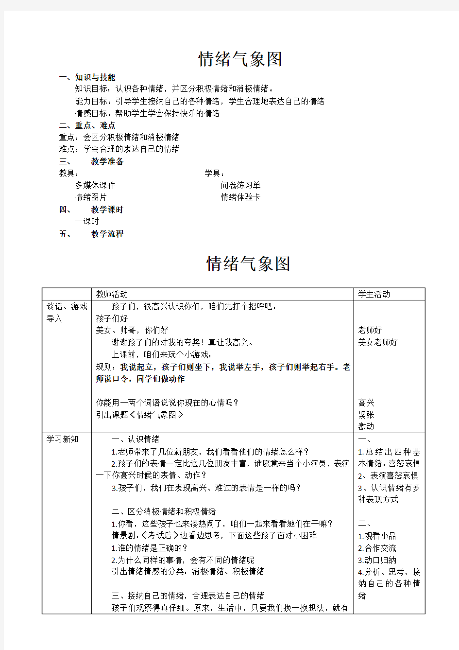 情绪气象图教案设计