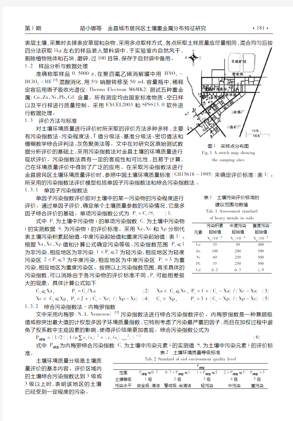 金昌城市居民区土壤重金属分布特征研究
