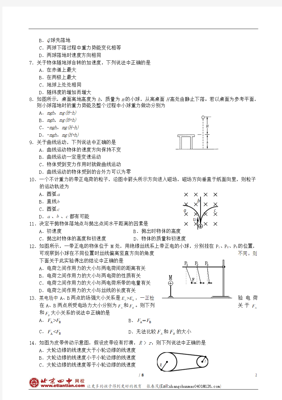 2011年江苏省小高考物理