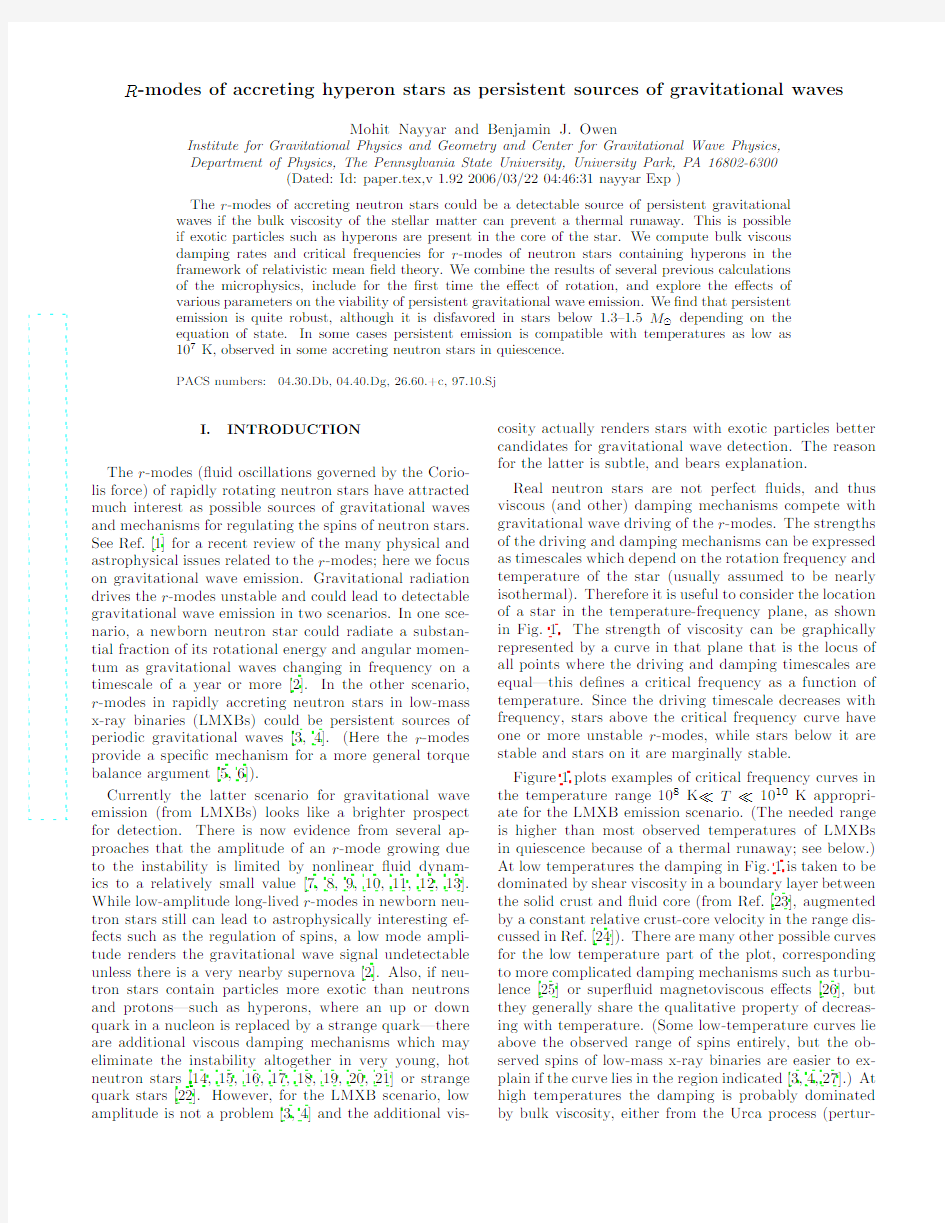 R-modes of accreting hyperon stars as persistent sources of gravitational waves