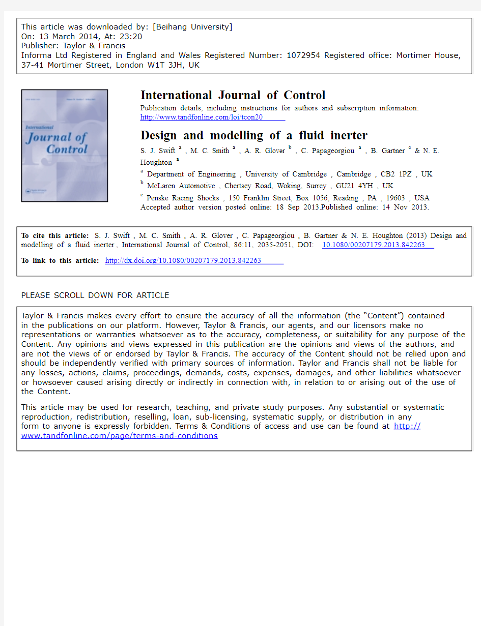 Design and modelling of a fluid inerter