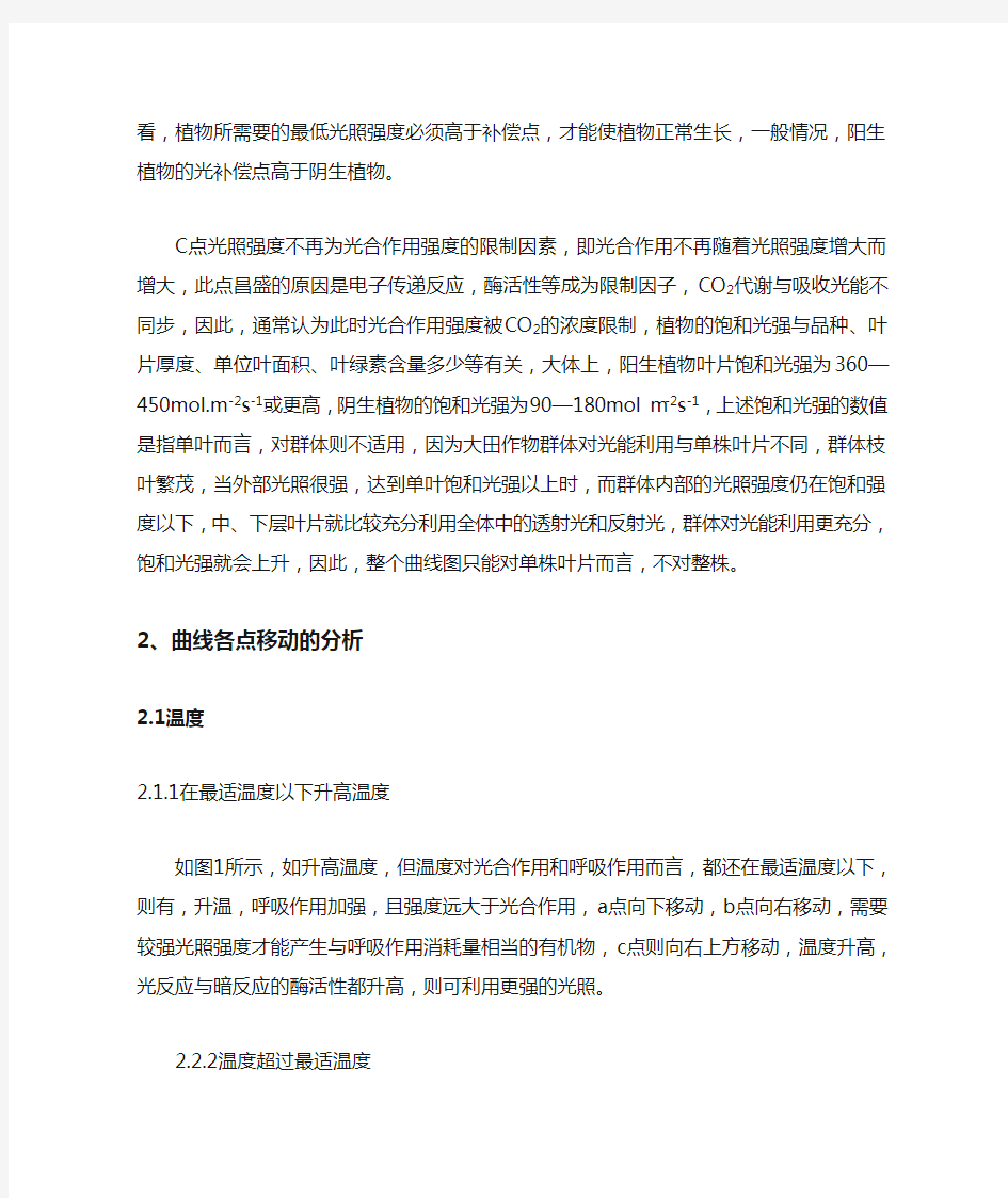 光照强度与光合作用强度关系曲线图中各点移动j