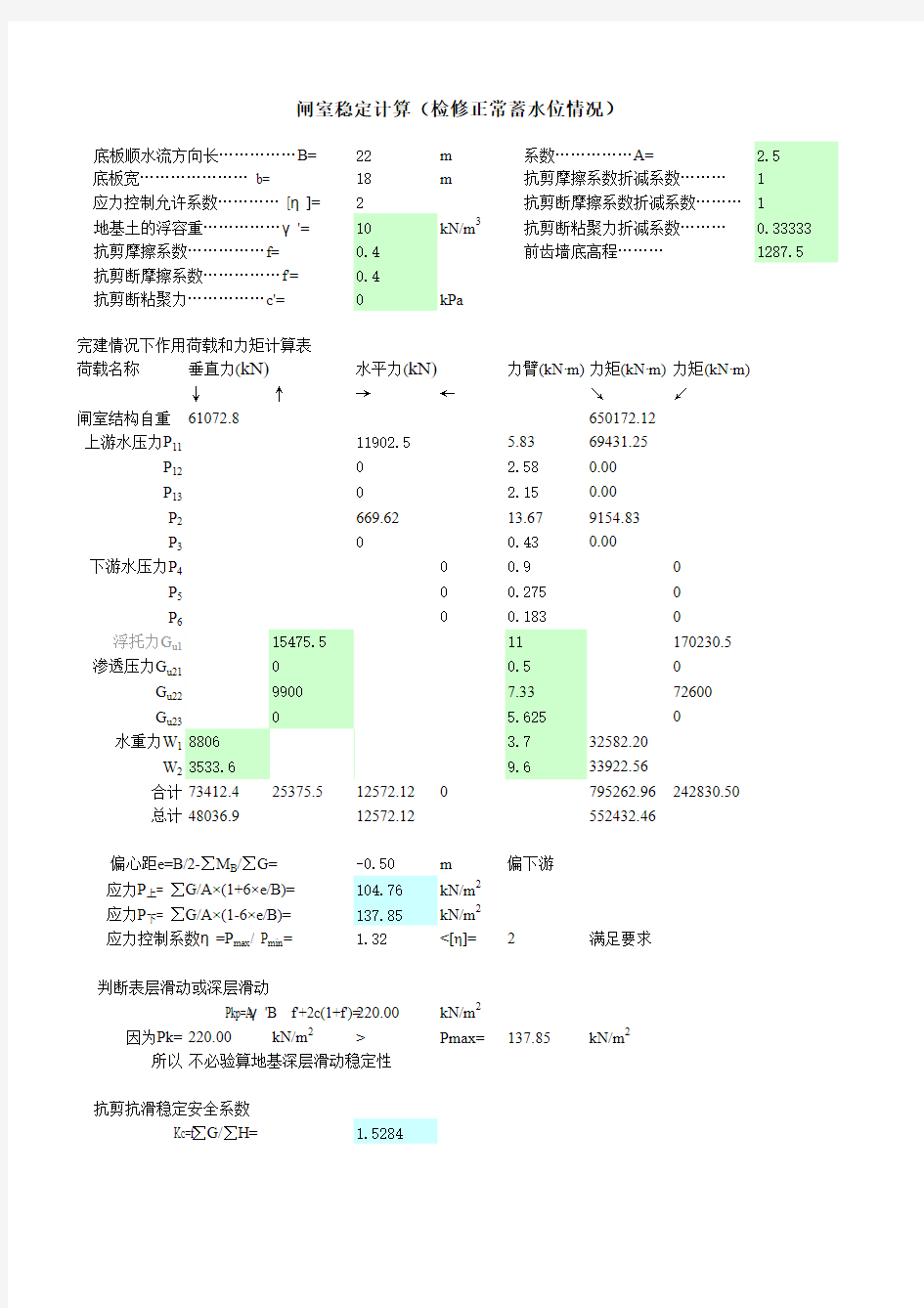 水闸稳定计算