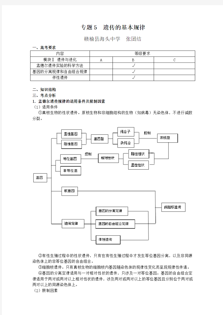 高考生物遗传的基本规律