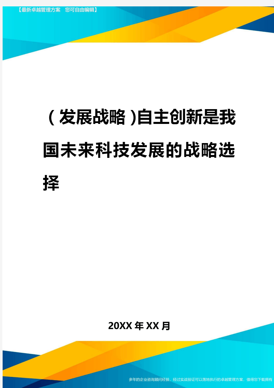 2020年(发展战略)自主创新是我国未来科技发展的战略选择