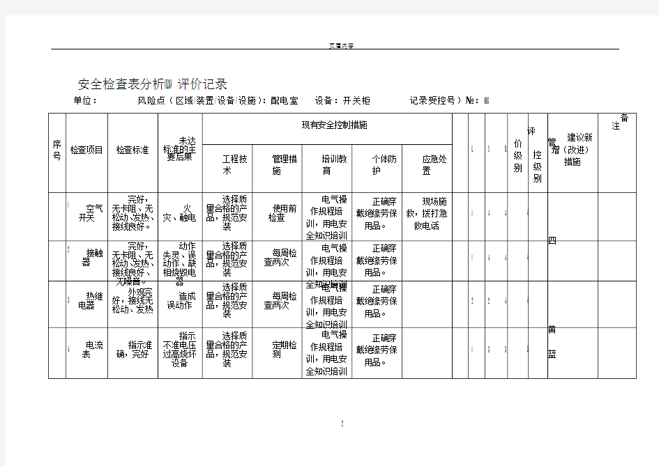 安全检查表分析(LS)评价记录1