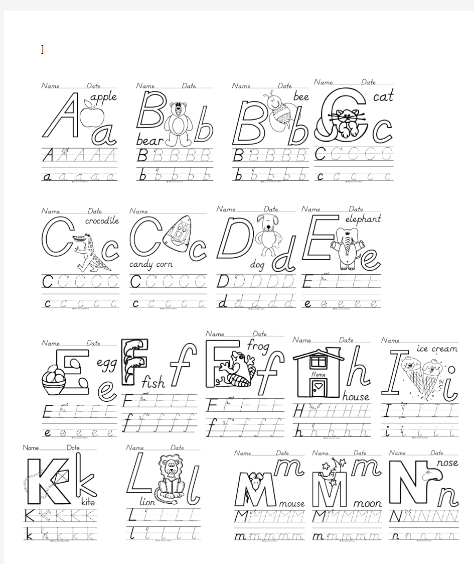 26个英文字母大小写手写体(学生用)可描红