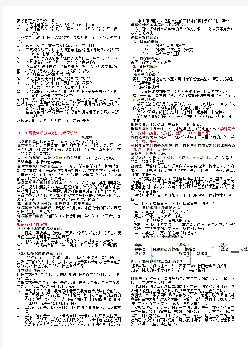 高等教育学综合资料版