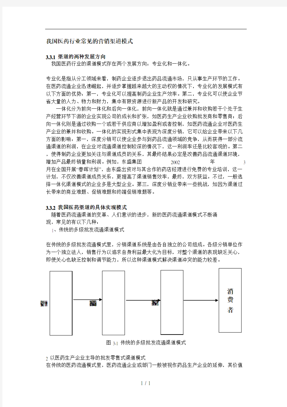 我国医药行业常见的营销渠道模式