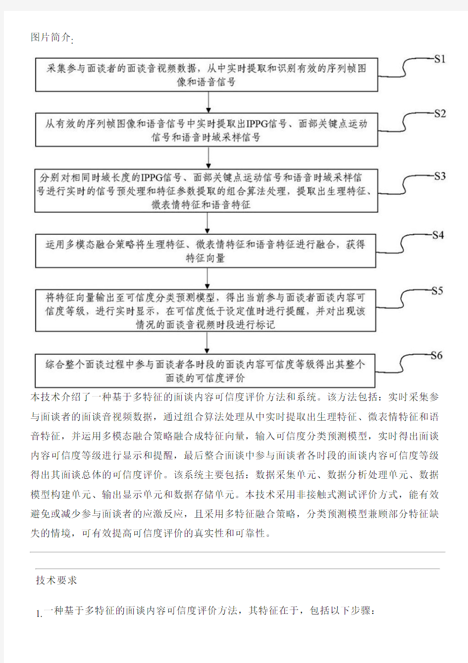 基于多特征的面谈内容可信度评价方法和系统与相关技术