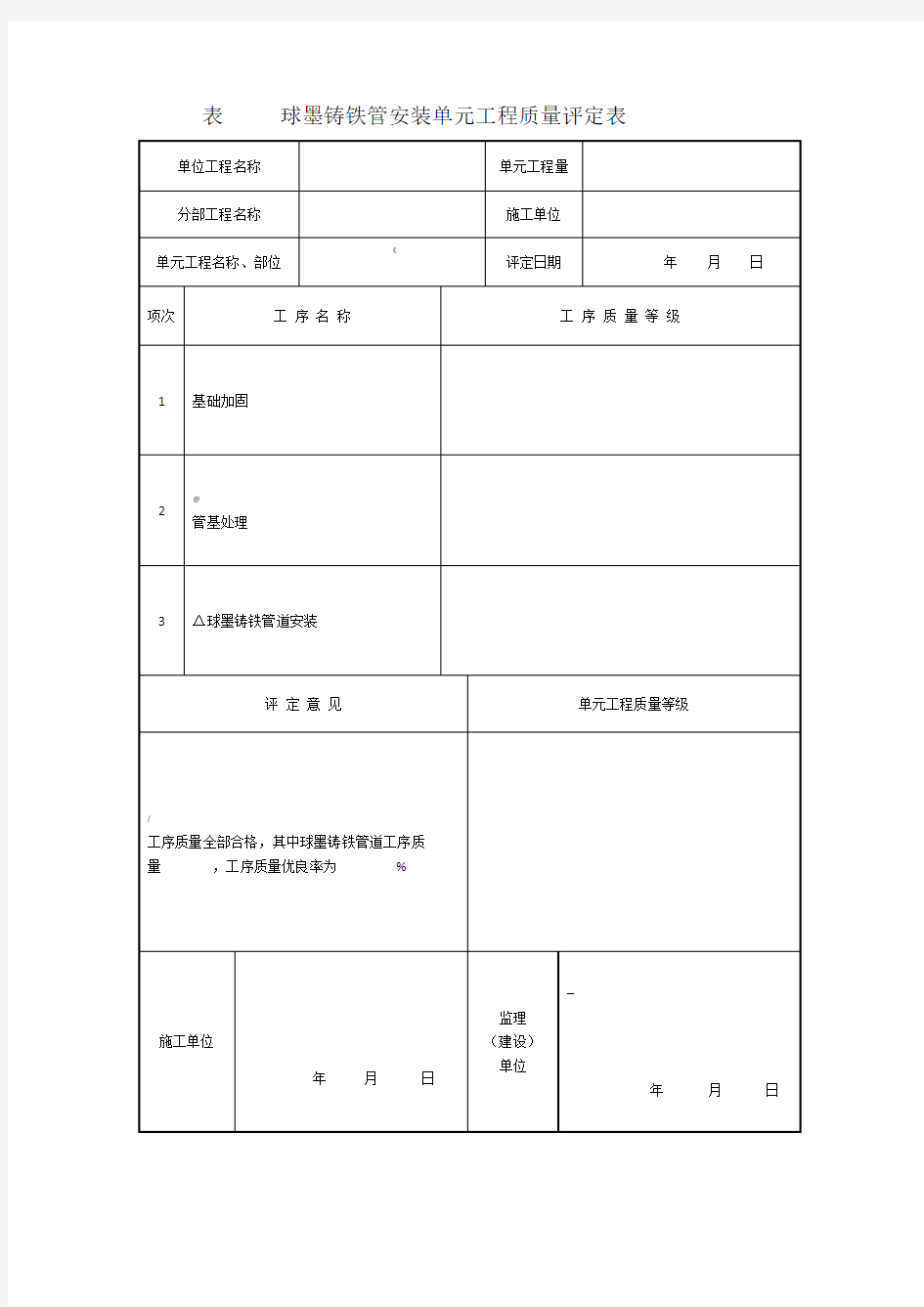 球墨铸铁管道评定表