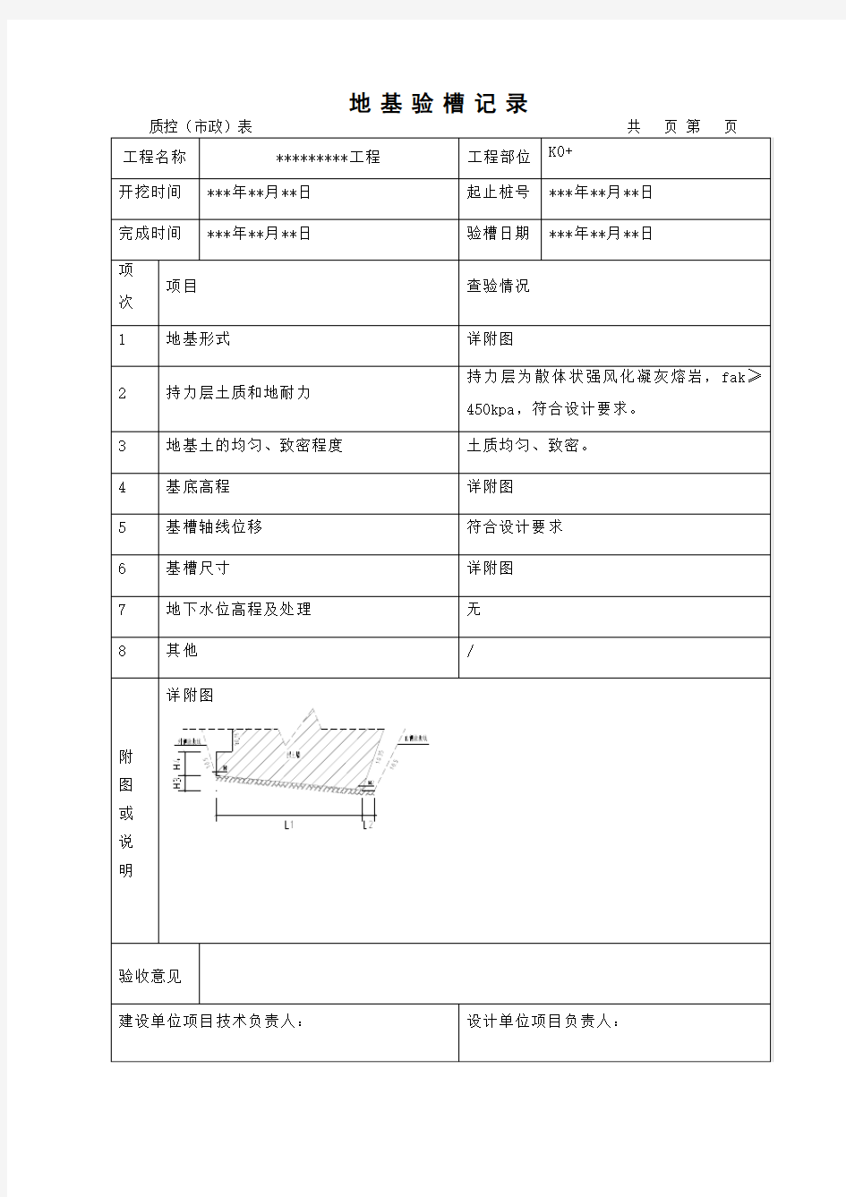 地基验槽记录(填写范例)