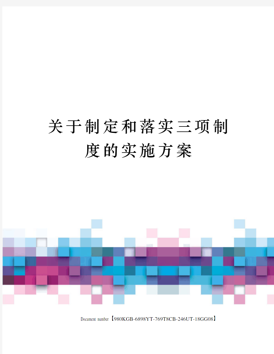 关于制定和落实三项制度的实施方案