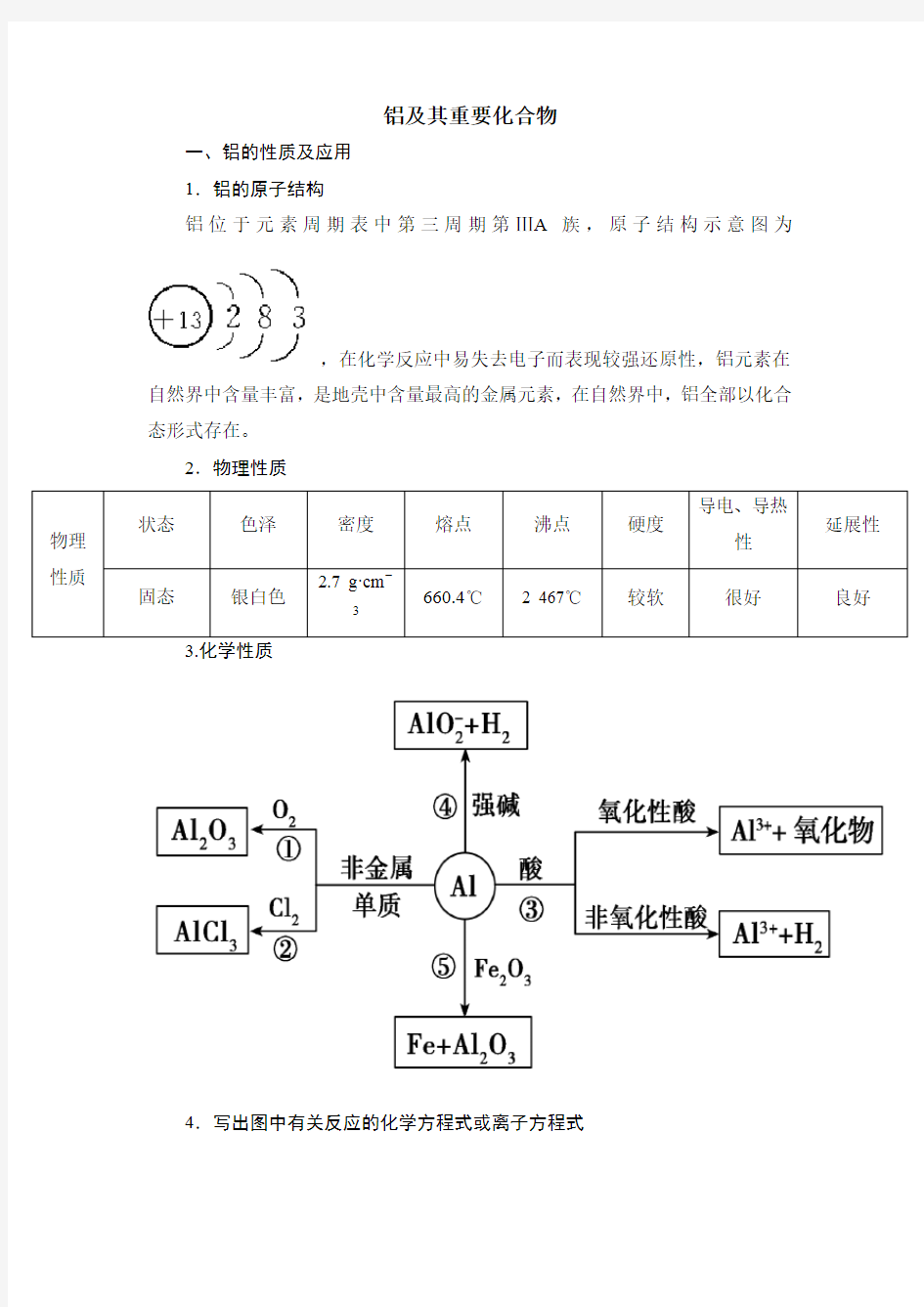 铝及其重要化合物